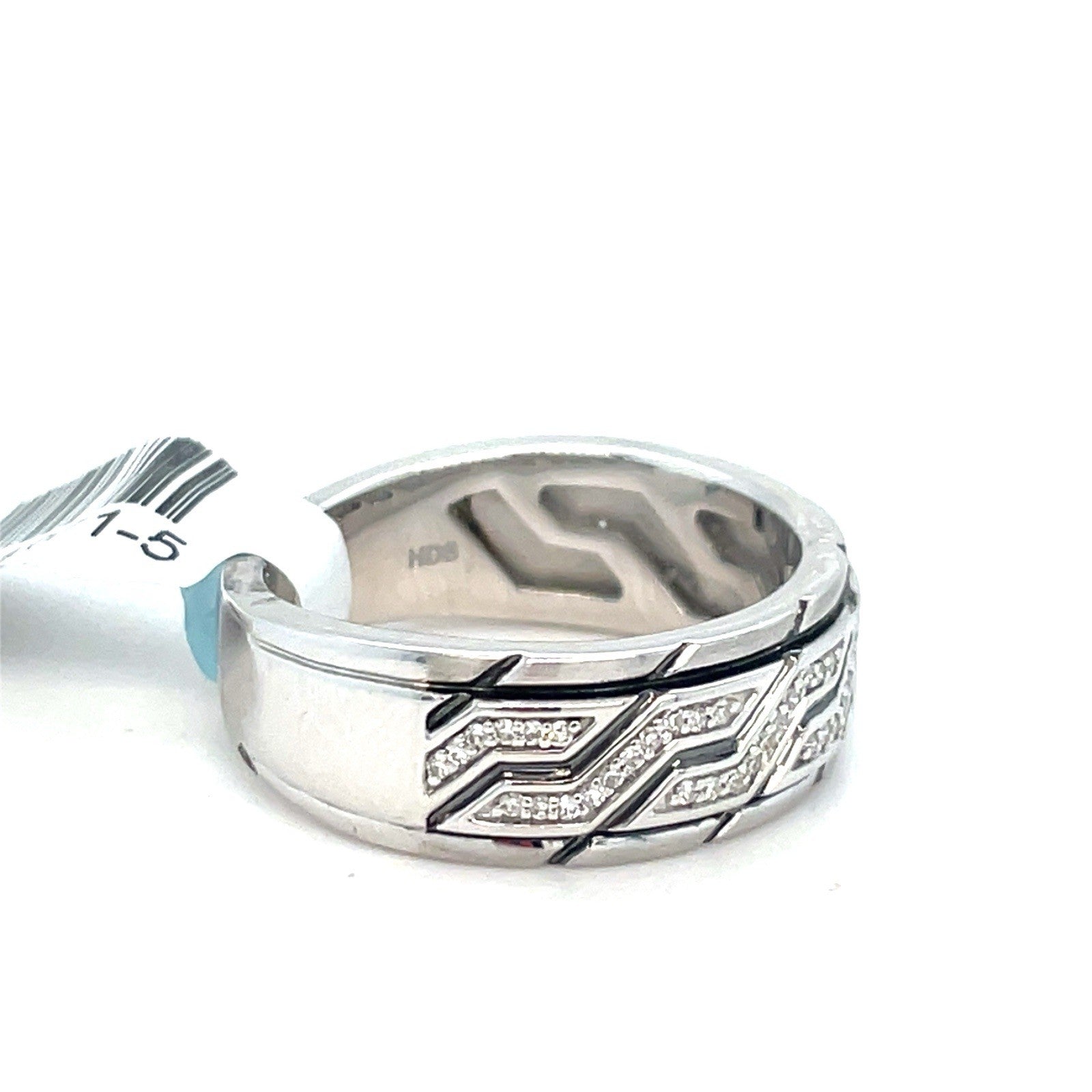 925 Sterling Silver Men’s Black Enamel Diamond Ring 7.70g .2CTW Size 101