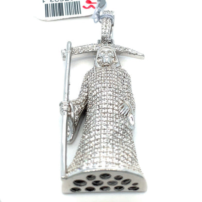 925 Sterling Silver CZ Santa Muerte Pendant 19.00g 1