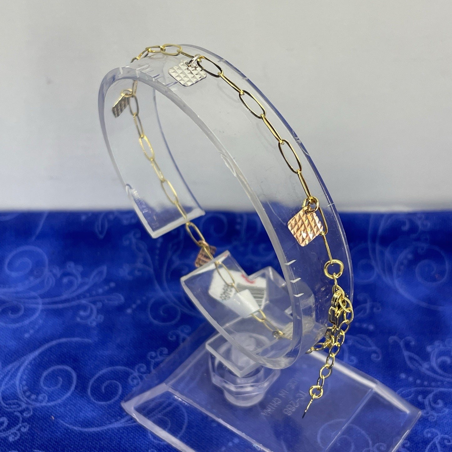 14k Tri Color Women’s 7-8” Squares Bracelet 1.90g3