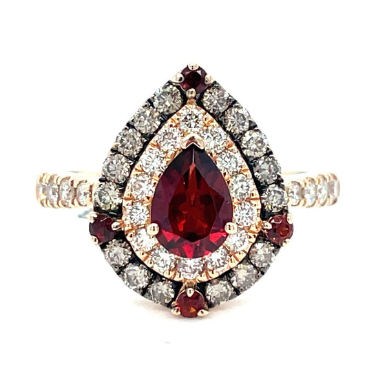 14K Yellow Gold Women’s Levian Garnet Diamond Ring 4.10g .75CTW Size 80