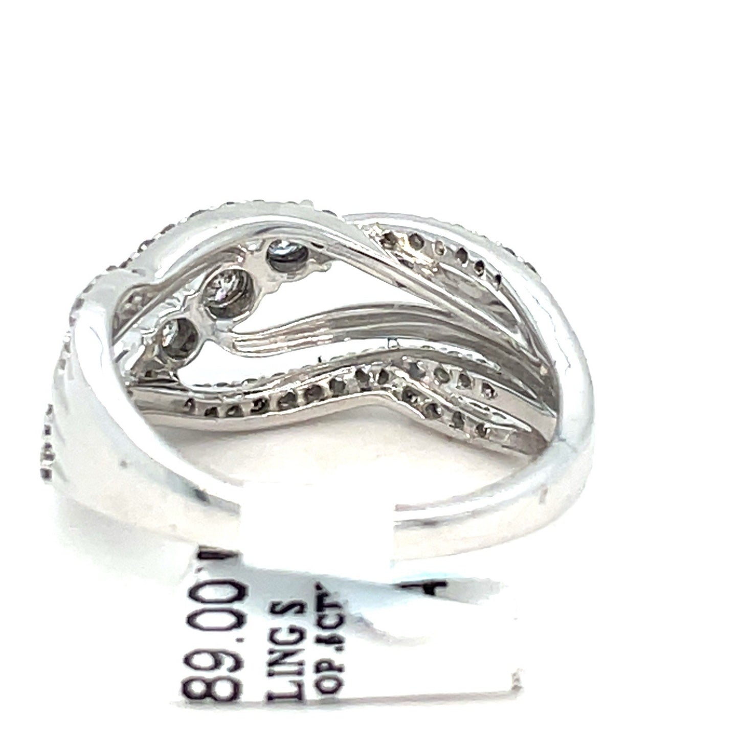 925 Sterling Silver Diamond Swoop Ring 3.80g Size .5CTW Size 72