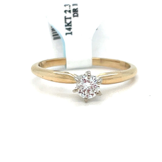 14k Yellow Gold Women’s Diamond Solitaire Ring 2.30g .25CTW Size 70