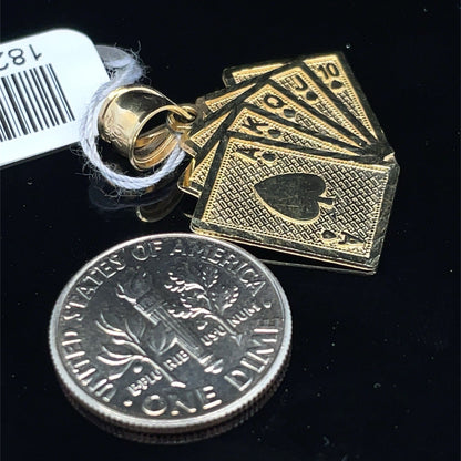 10k Yellow Gold Royal Flush Cards Pendant 2.00g1
