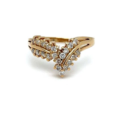 14k Yellow Gold Diamond V Shape Ring 3.90g H Color SI 1 Clarity .52CTW Size 7.751
