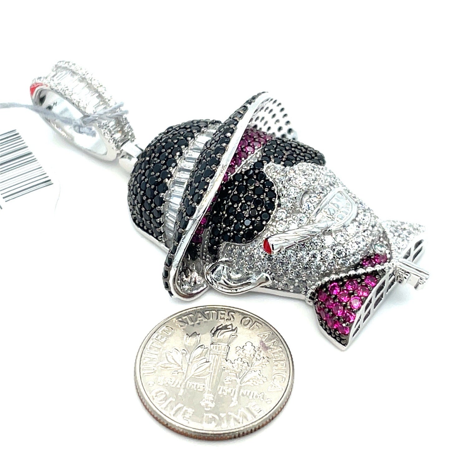 925 Sterling Silver CZ Colorful Gangster With Cigarette Pendant 18.20g2