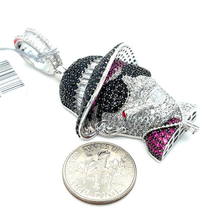 925 Sterling Silver CZ Colorful Gangster With Cigarette Pendant 18.20g2