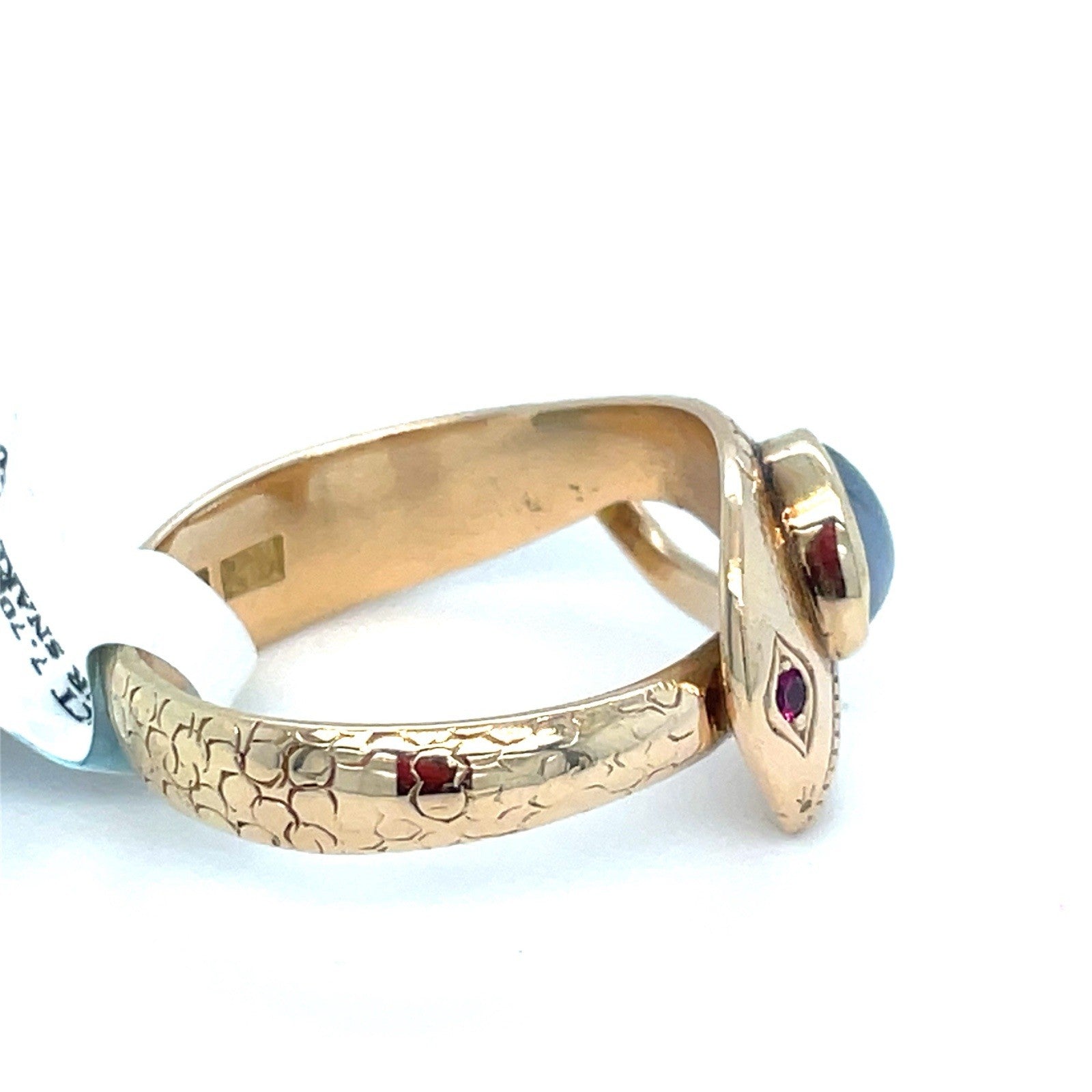 14K Yellow Gold Snake Moonstone Ring 7.70g Size 9.51