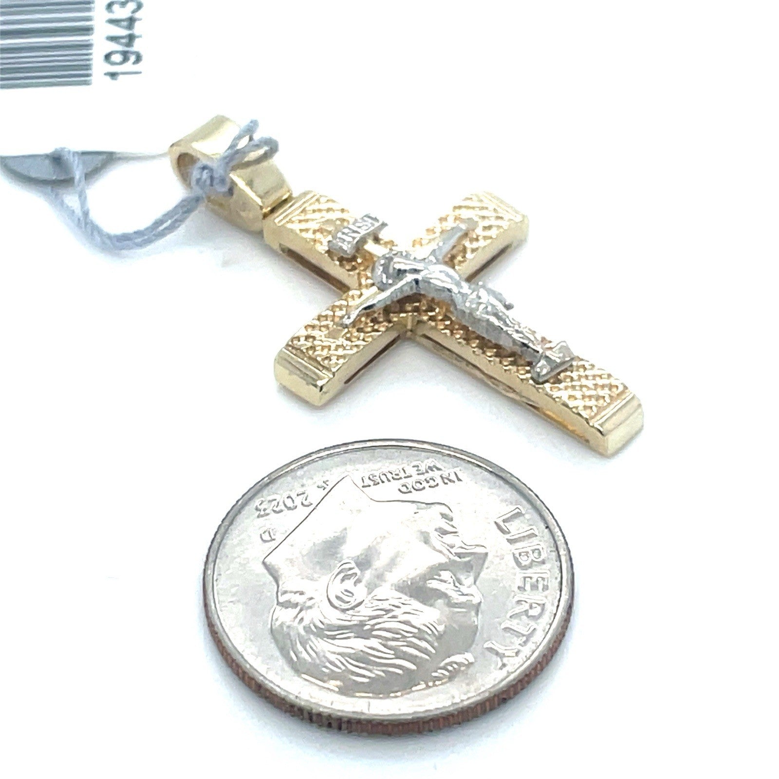 14k Two Tone Gold Jesus Cross Pendant 2.70g2