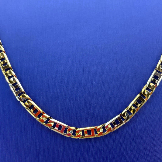 14k Two Tone Gold 24” Square Mariner Link Necklace 25.10g 4.8mm0
