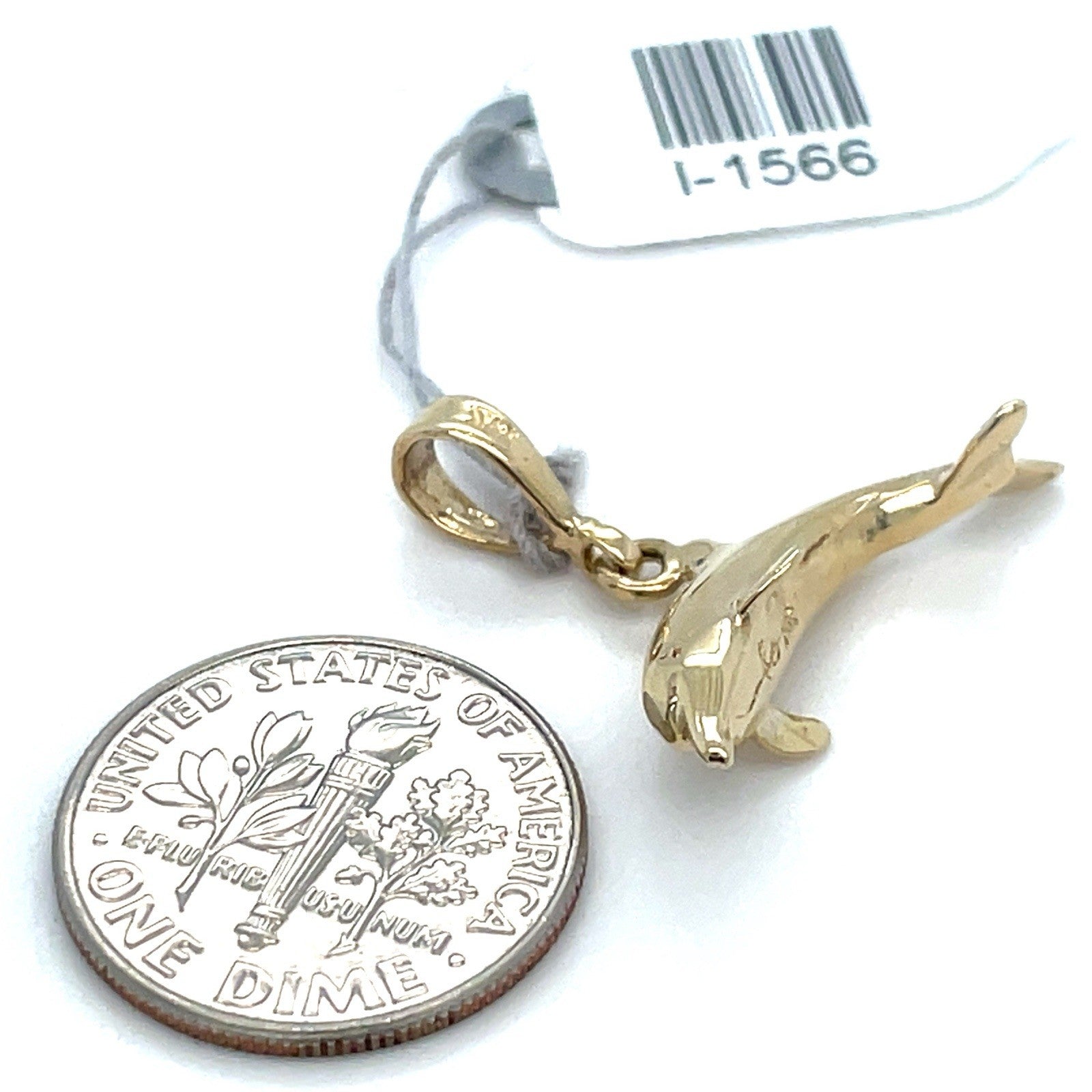 14k Yellow Gold Women’s 3d Dolphin Pendant 3.00g 3