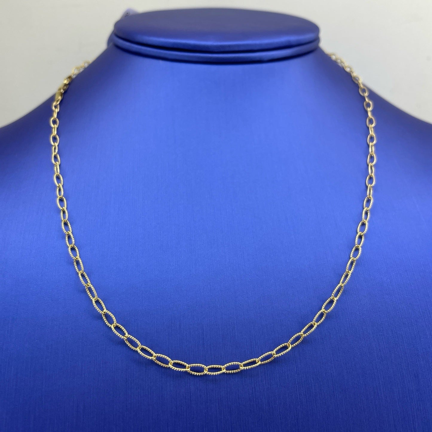 14K Yellow Gold 18” Beaded Oval Link Necklace 4.10g 0