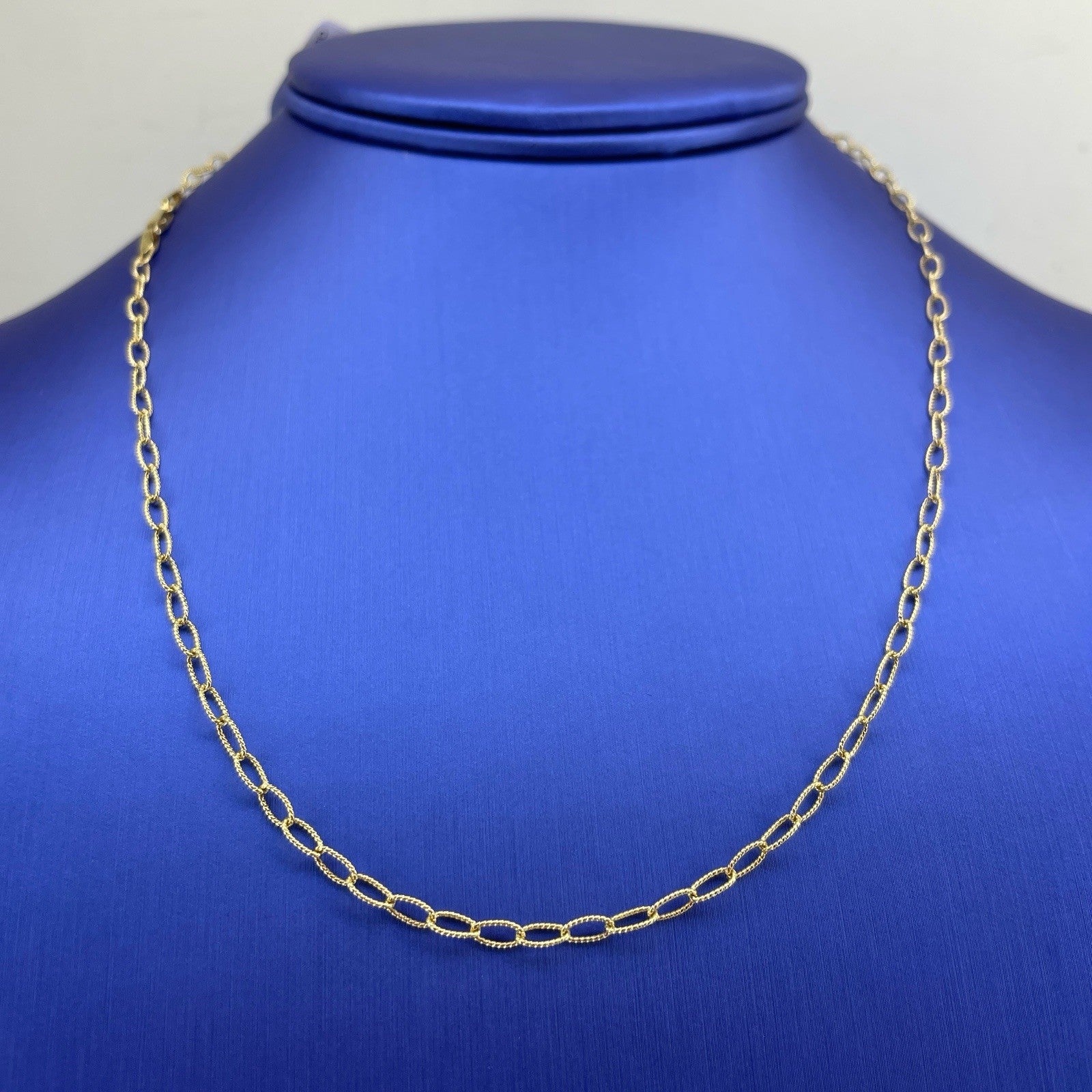 14K Yellow Gold 18” Beaded Oval Link Necklace 4.10g 0