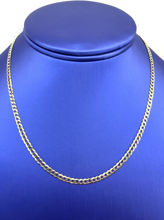 14K yellow gold 16” solid flat Cuban necklace 3.1 mm 4.9 g0