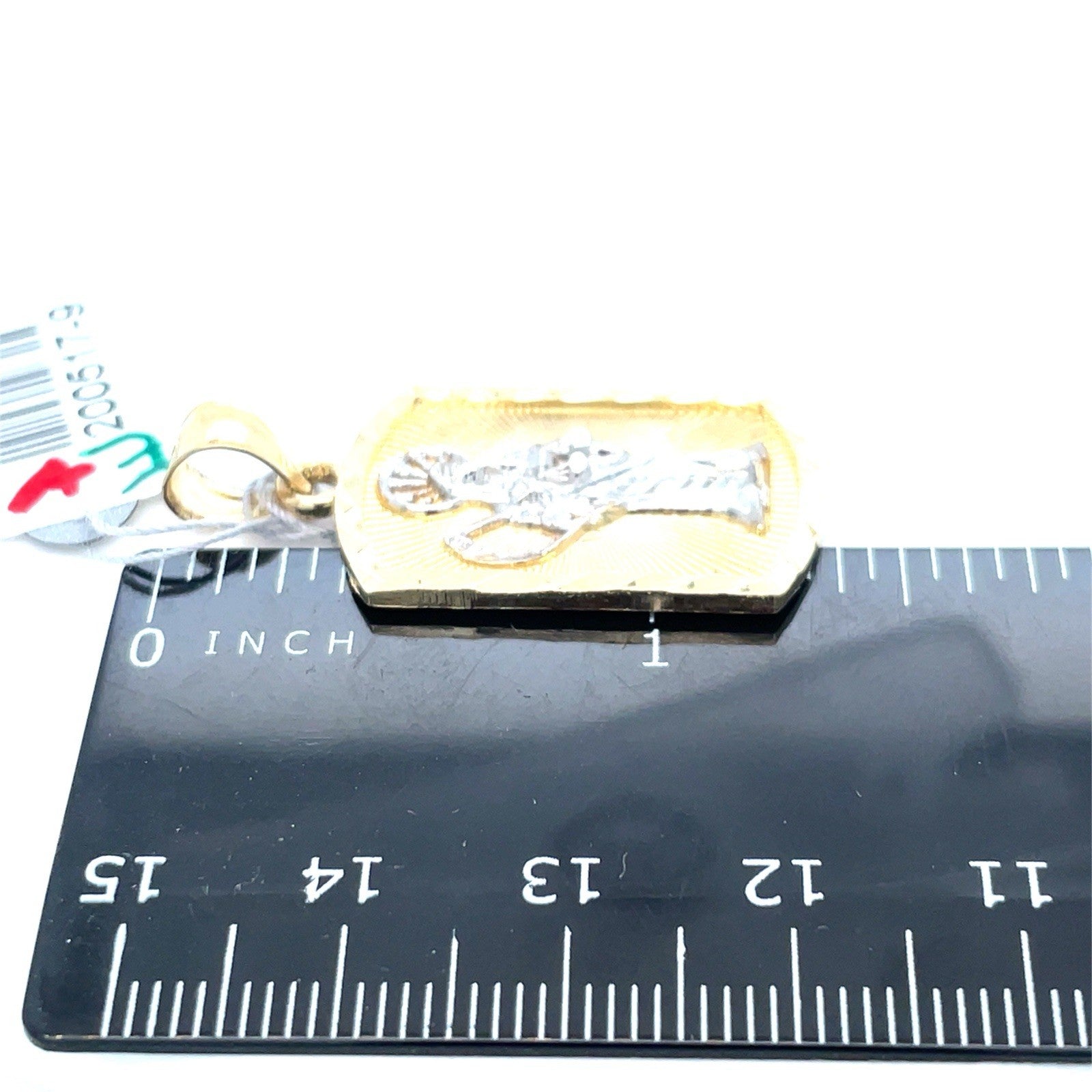 14k Two Tone Gold Santa Muerte Pendant 4.36g3
