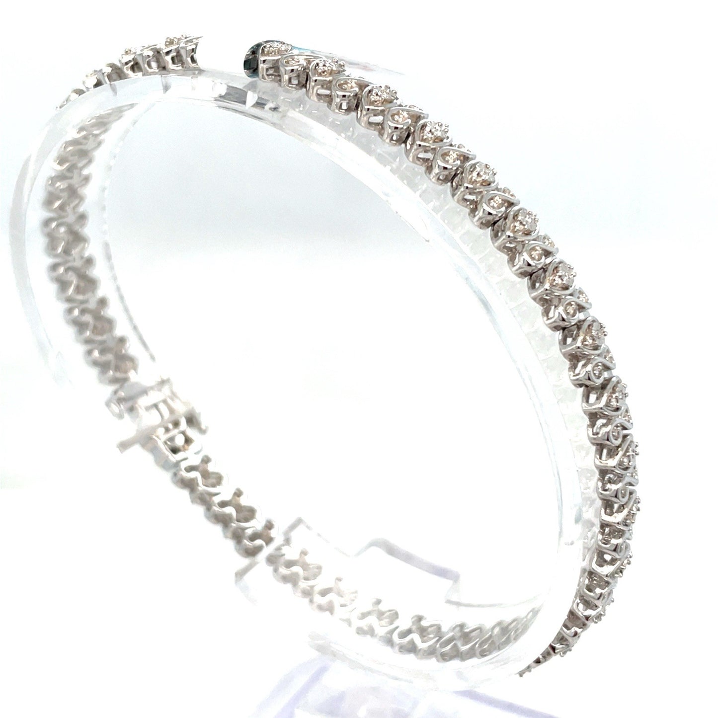 925 Sterling Silver Women’s 7.5” Diamond Oval Infinity Bracelet 11.45g .26CTW1