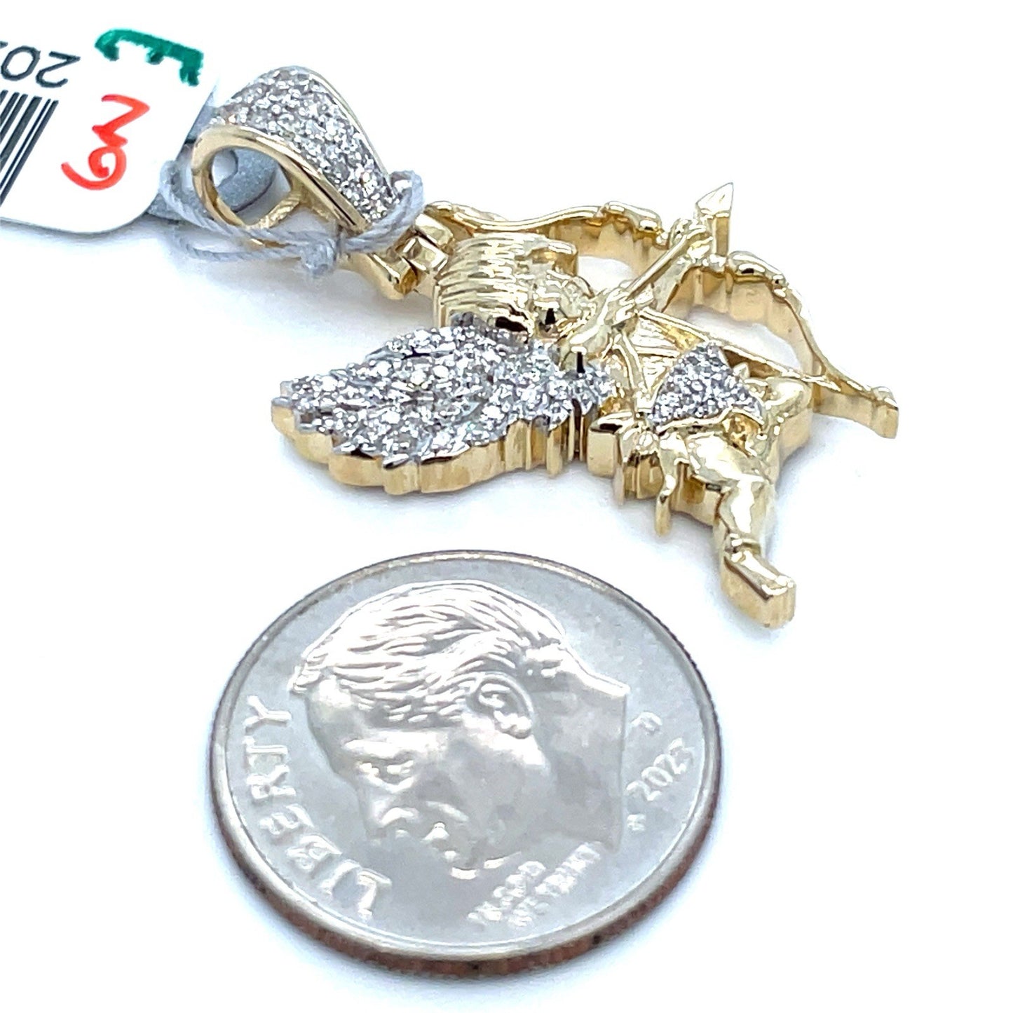 10K Yellow Gold Diamond Angel Pendant 3.95g .2CTW2