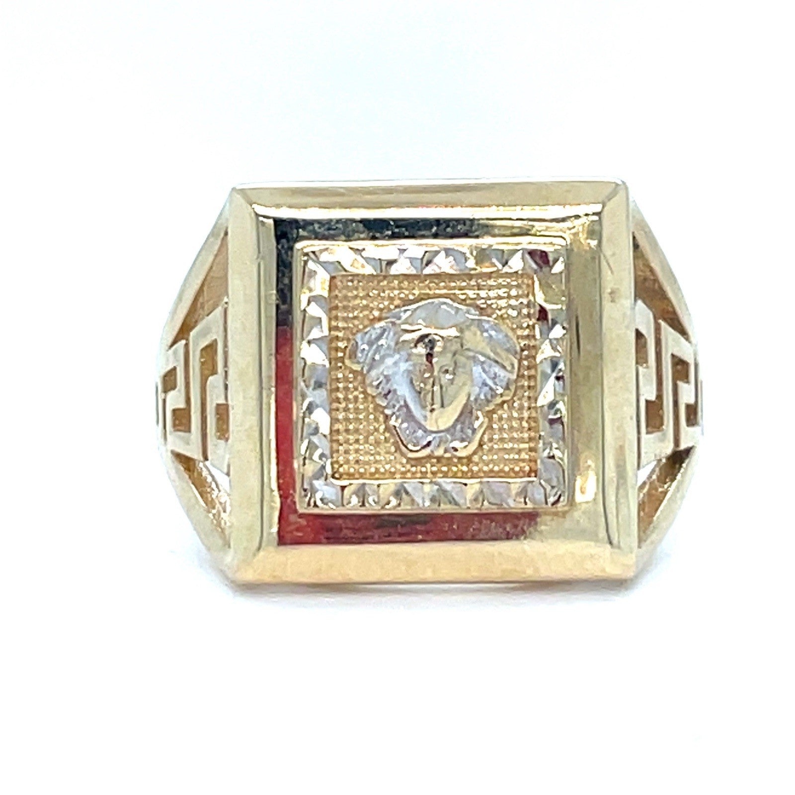10K Yellow Gold Versace Style Design Ring 3.20g Size 7.50