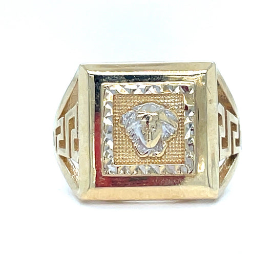 10K Yellow Gold Versace Style Design Ring 3.20g Size 7.50