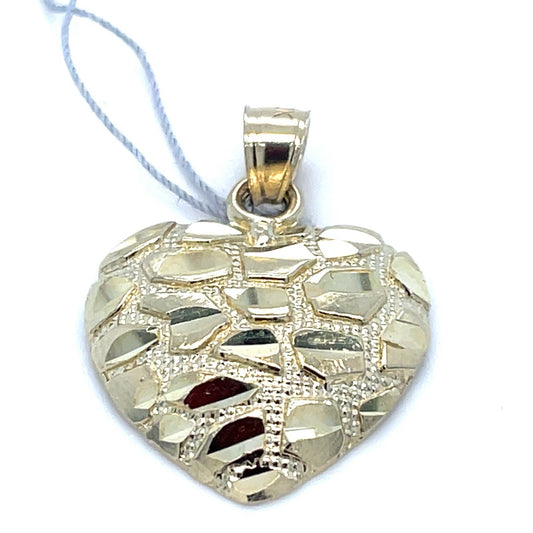 10K Yellow Gold Nugget Heart Pendant 2.80g0