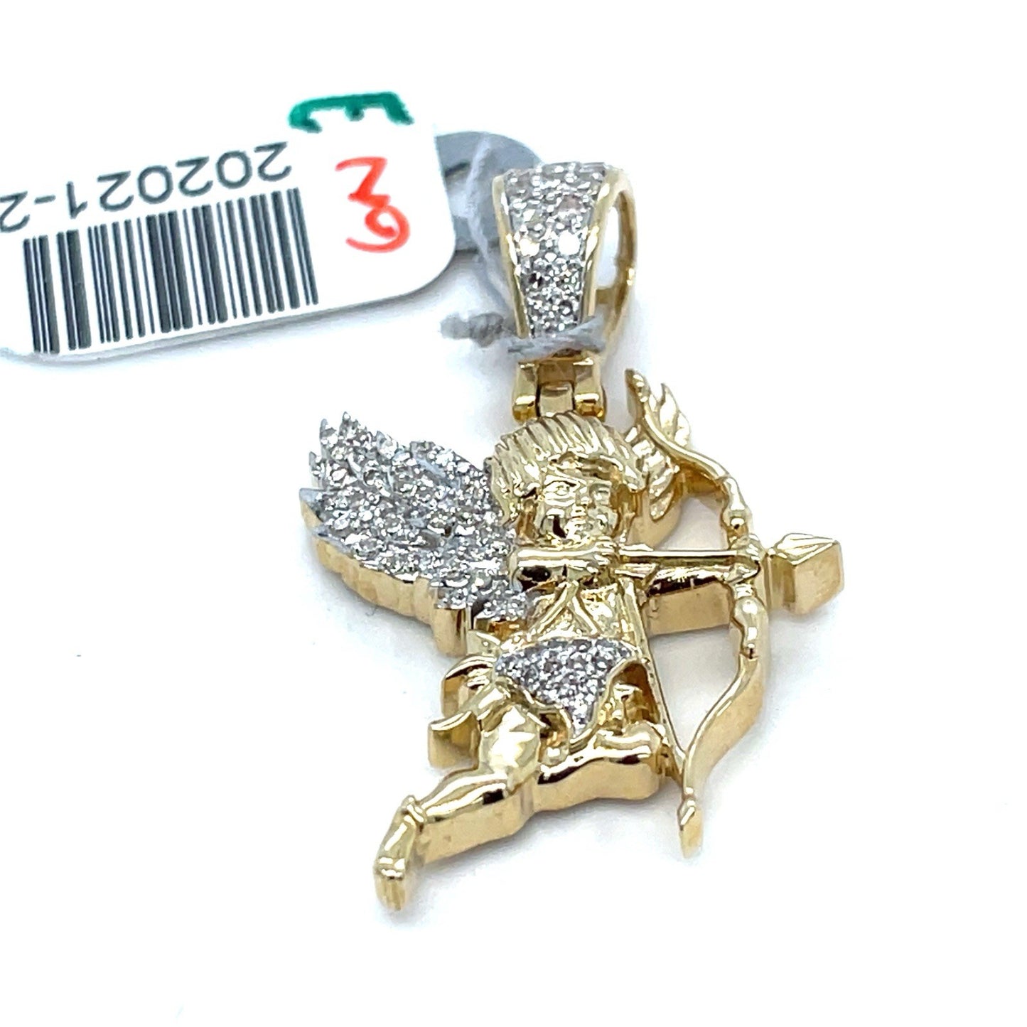 10K Yellow Gold Diamond Angel Pendant 3.95g .2CTW1