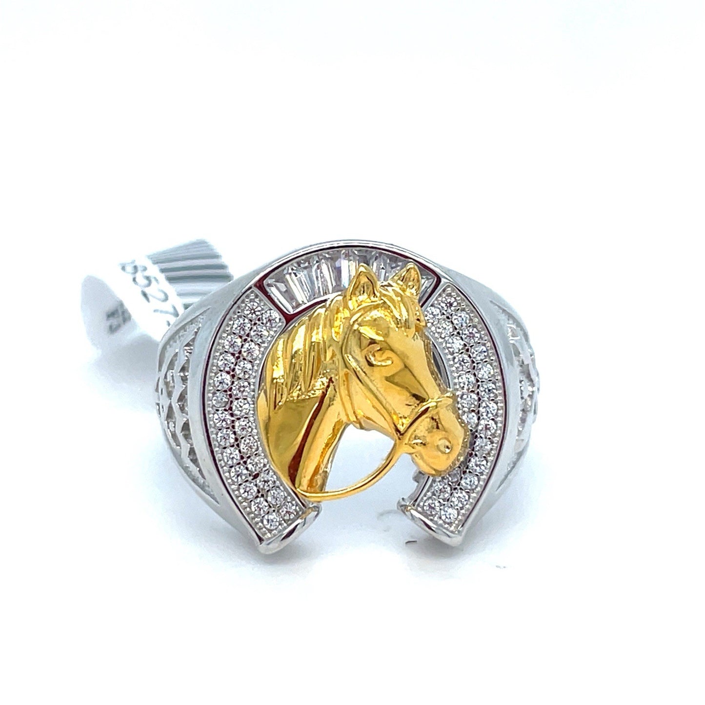 925 Sterling Silver Two Tone Men’s Horse Ring 9.10g Size 120