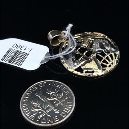10k Two Tone Gold Open World Pendant 2.00g1