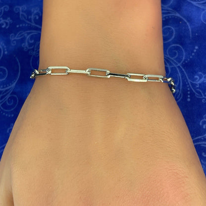 925 Sterling Silver Lariat Paper Clip Bracelet 4.40g3
