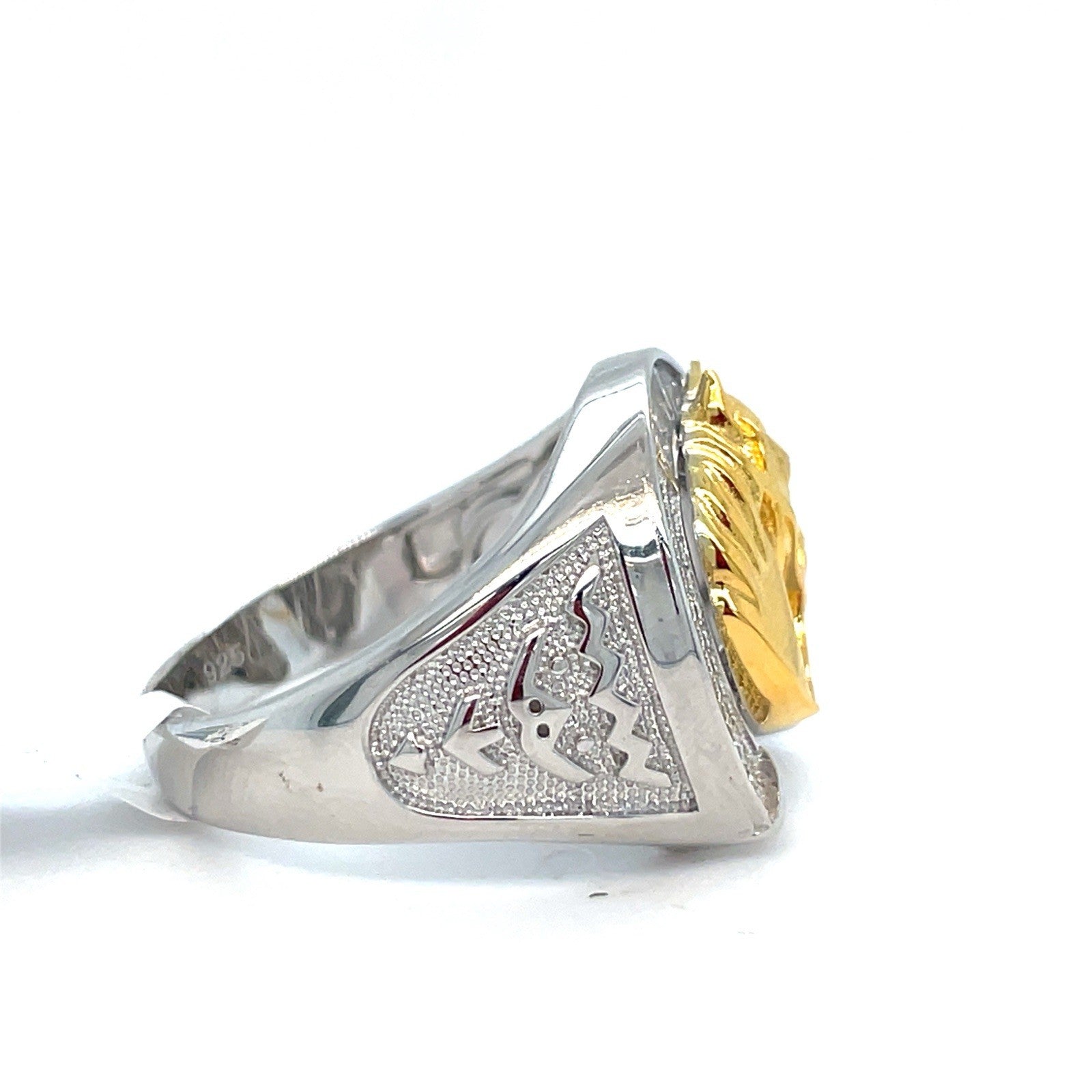 925 Sterling Silver Two Tone Men’s Horse Ring 9.10g Size 121