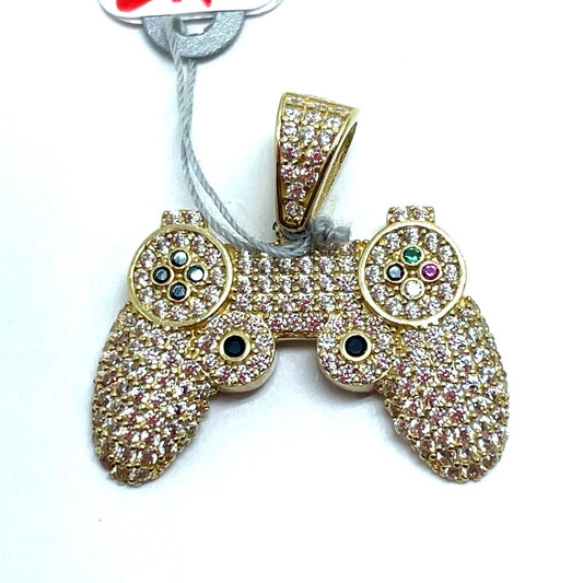 14k Yellow Gold CZ PS4 Controller Pendant 3.50g0