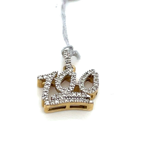 10K Yellow Gold Diamond 100 Emoji Pendant 0.1 Ctw 1.00g0