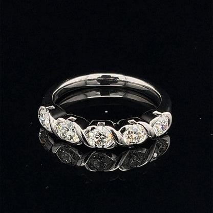 Platinum 5 diamond band ring G/H  VS .9ctw Size 72