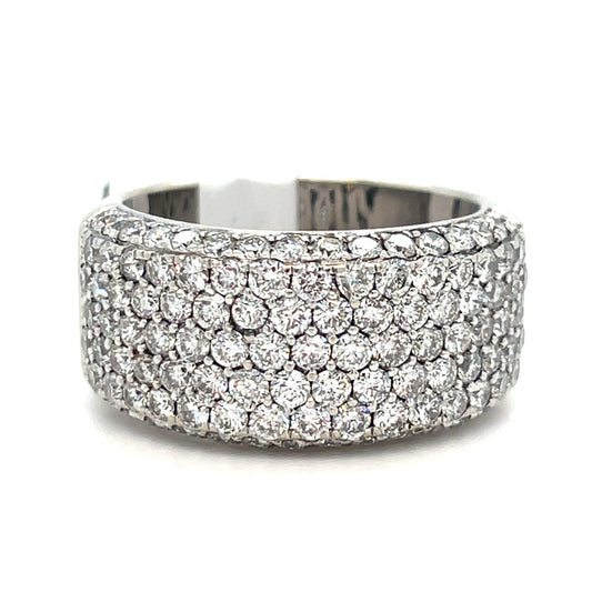 14K White Gold Wide Diamond Band Ring 9.60g 2CTW Size 6.50
