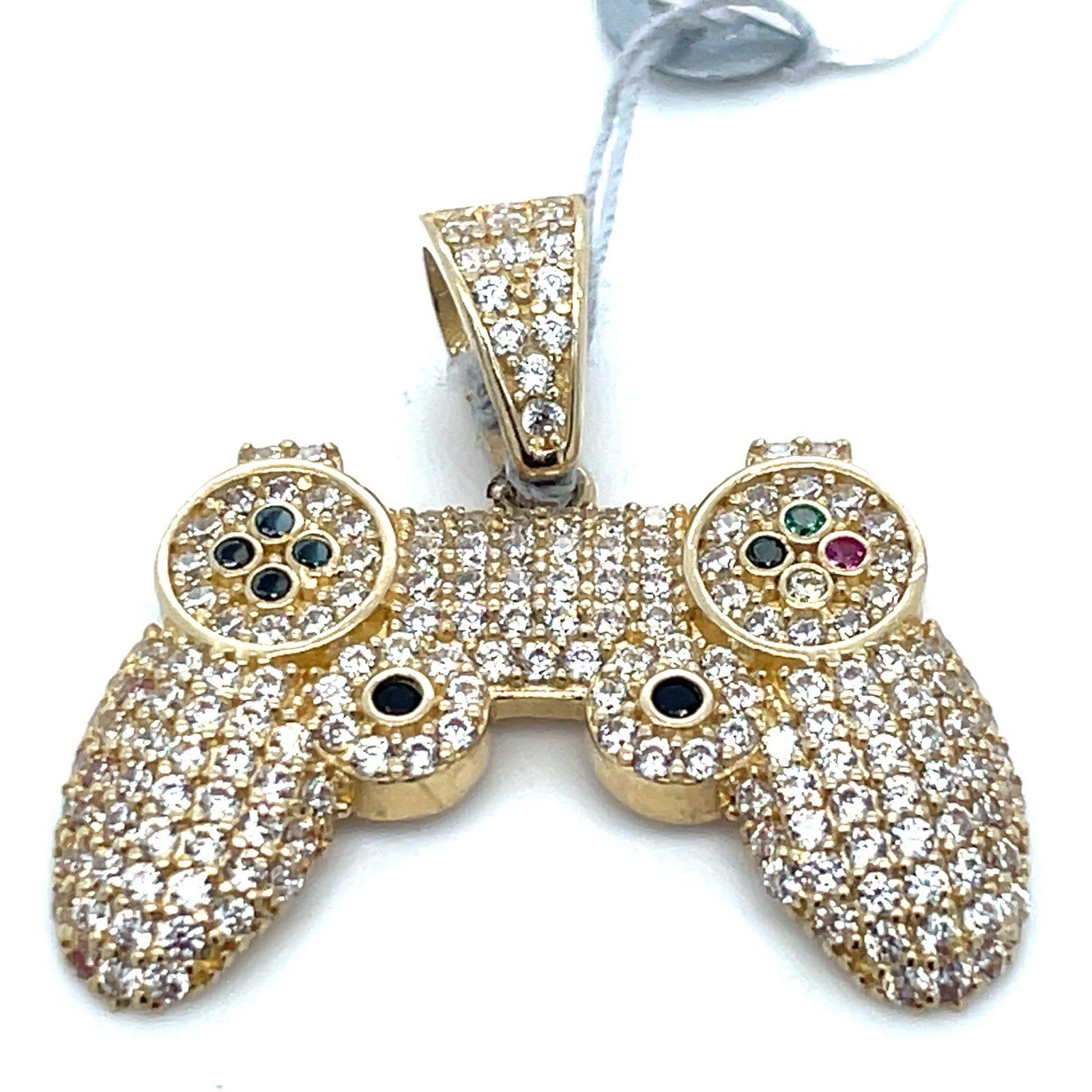 14k Yellow Gold CZ PS4 Controller Pendant 3.50g1