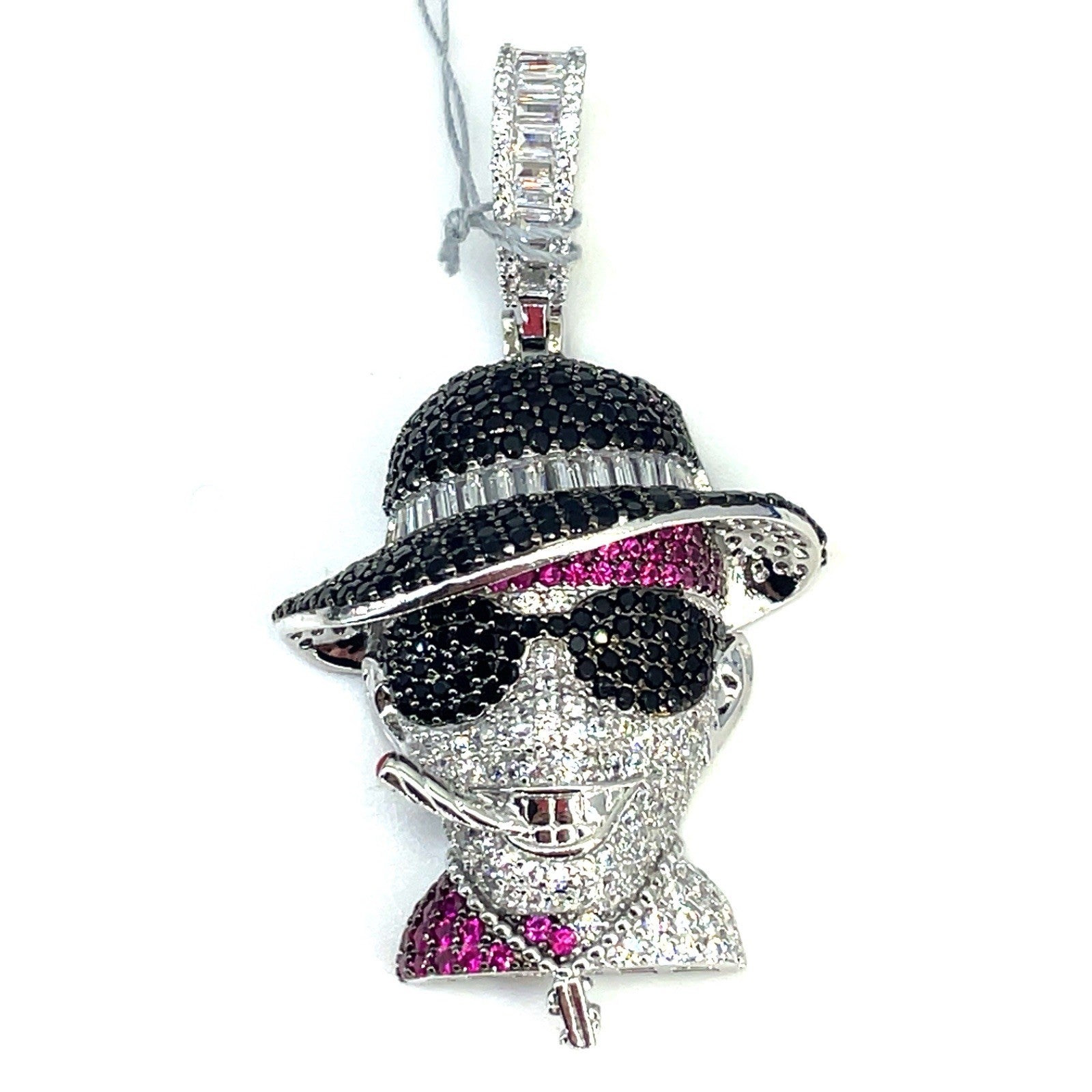 925 Sterling Silver CZ Colorful Gangster With Cigarette Pendant 18.20g0