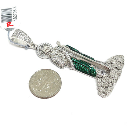 925 Sterling Silver CZ San Judas Pendant 13.63g1