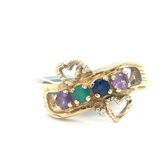 14k Yellow Gold Womens Multi Color Ring 3.20g Size 100