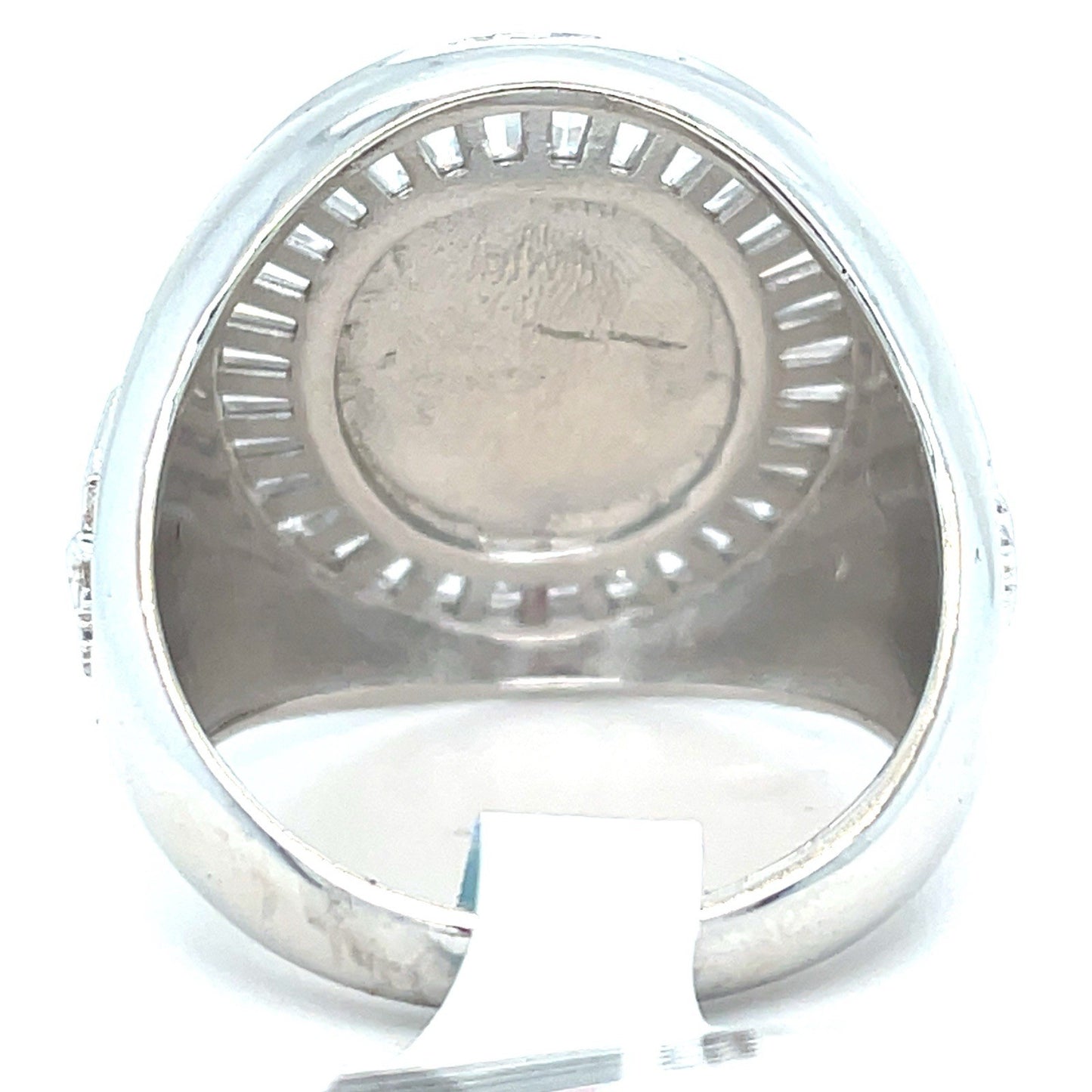 925 Sterling Silver Men’s CZ Oval Black Dollar Sign Ring 12.60g Size 102