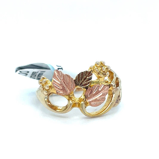 10k Two Tone Womens Leaves Ring 2.60g Size 60