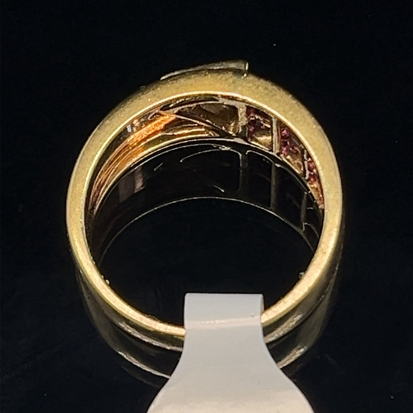 18 karat yellow gold diamond and ruby ring, size 75