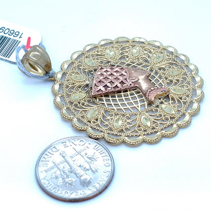 10KT TwoTone Round Nefertiti Pendant 6.61g1