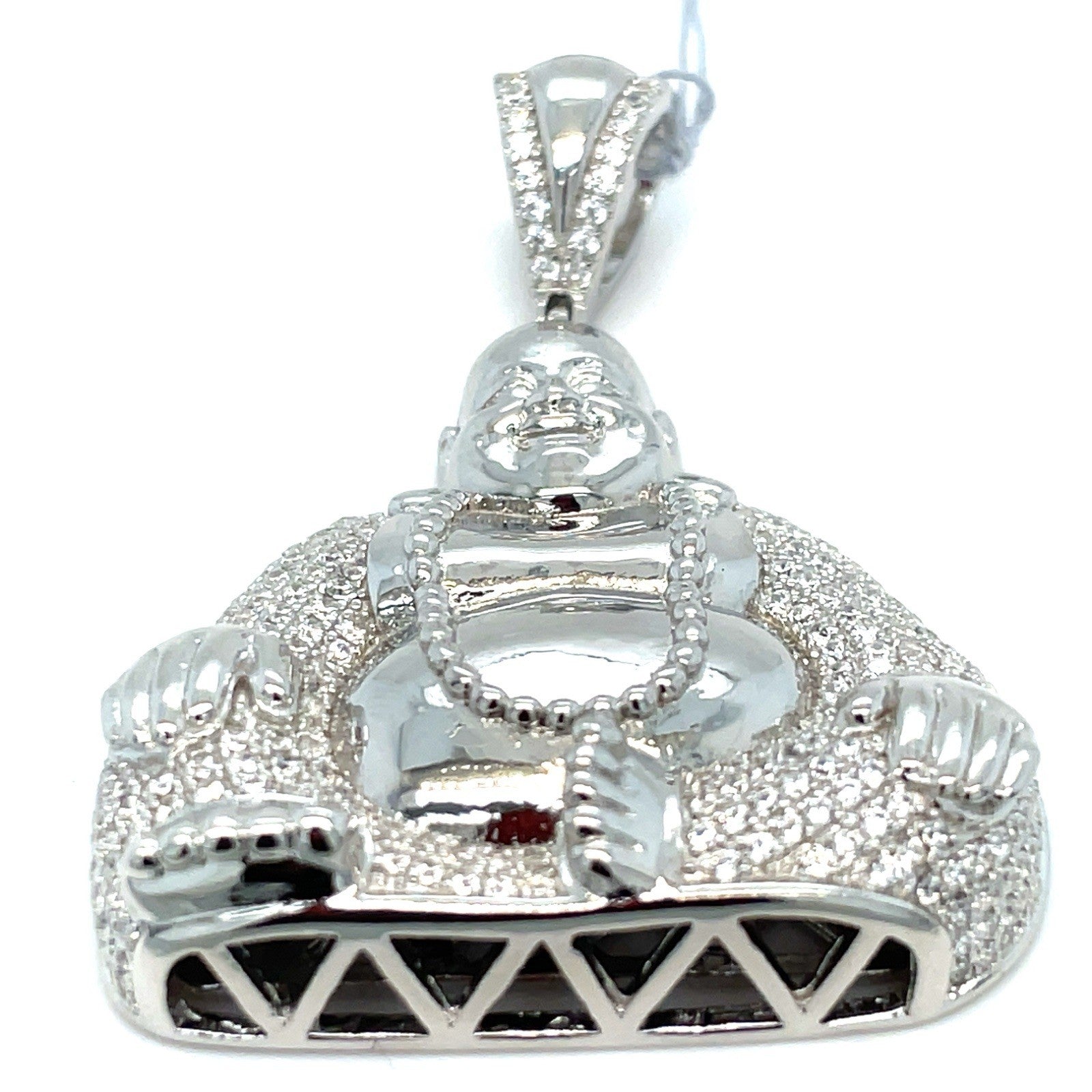 925 Sterling Silver CZ Buddha Pendant 15.60g1