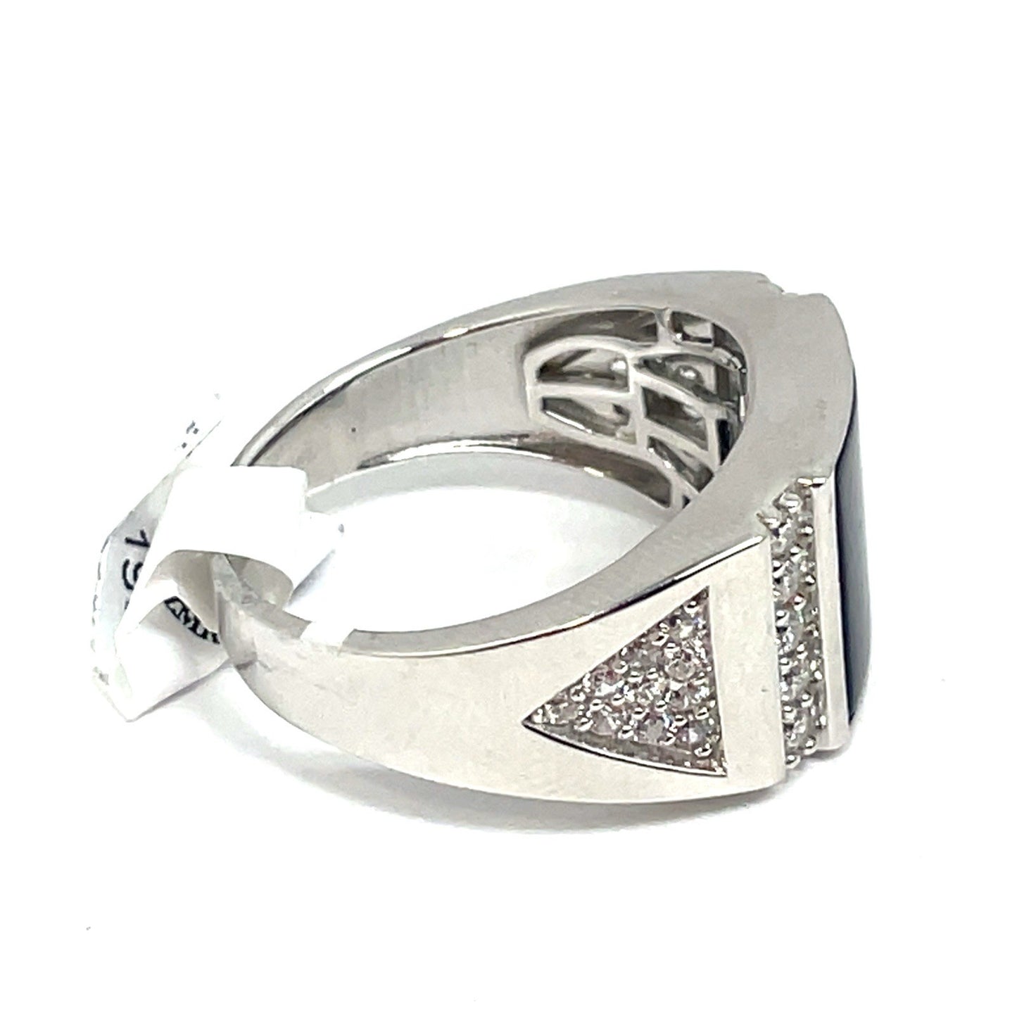 925 Sterling Silver Men’s CZ Square Curve Onyx Ring 7.70g Size 111