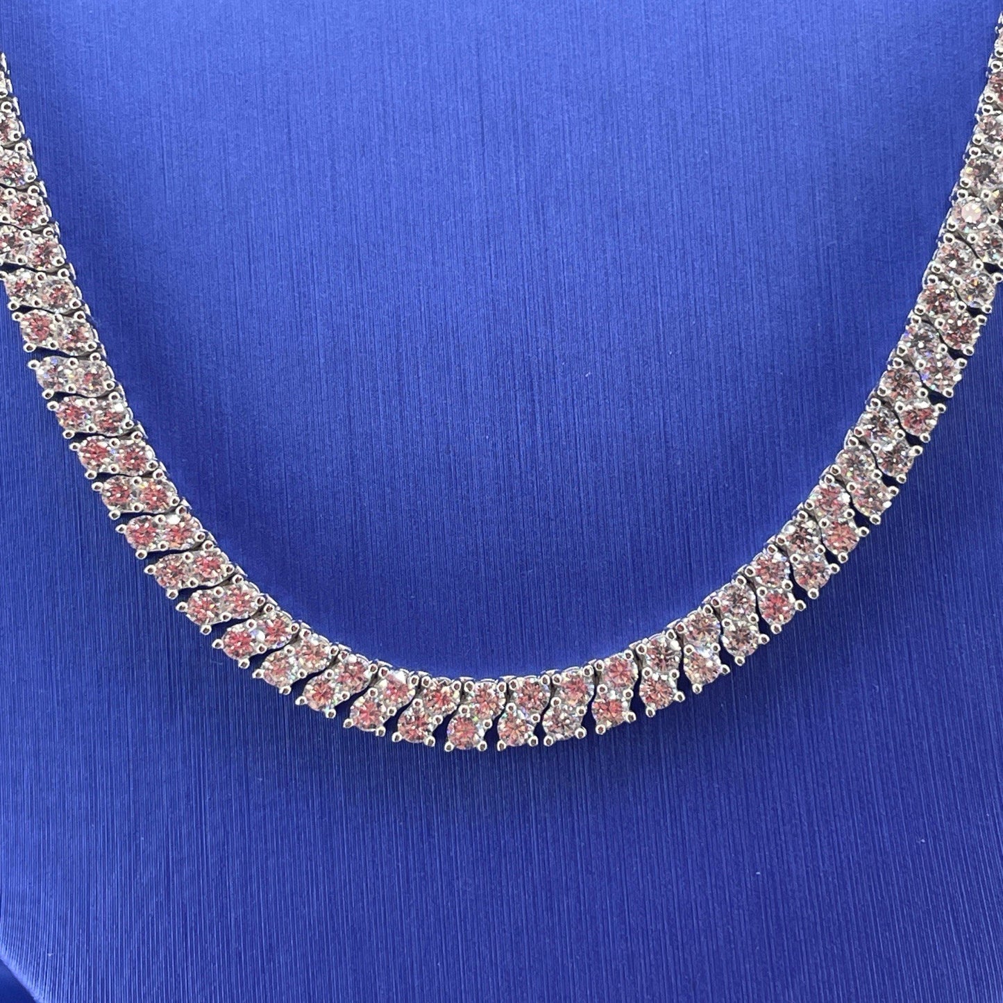 925 Sterling Silver CZ 22” 2 Row Angle Necklace 48.40g 5mm0