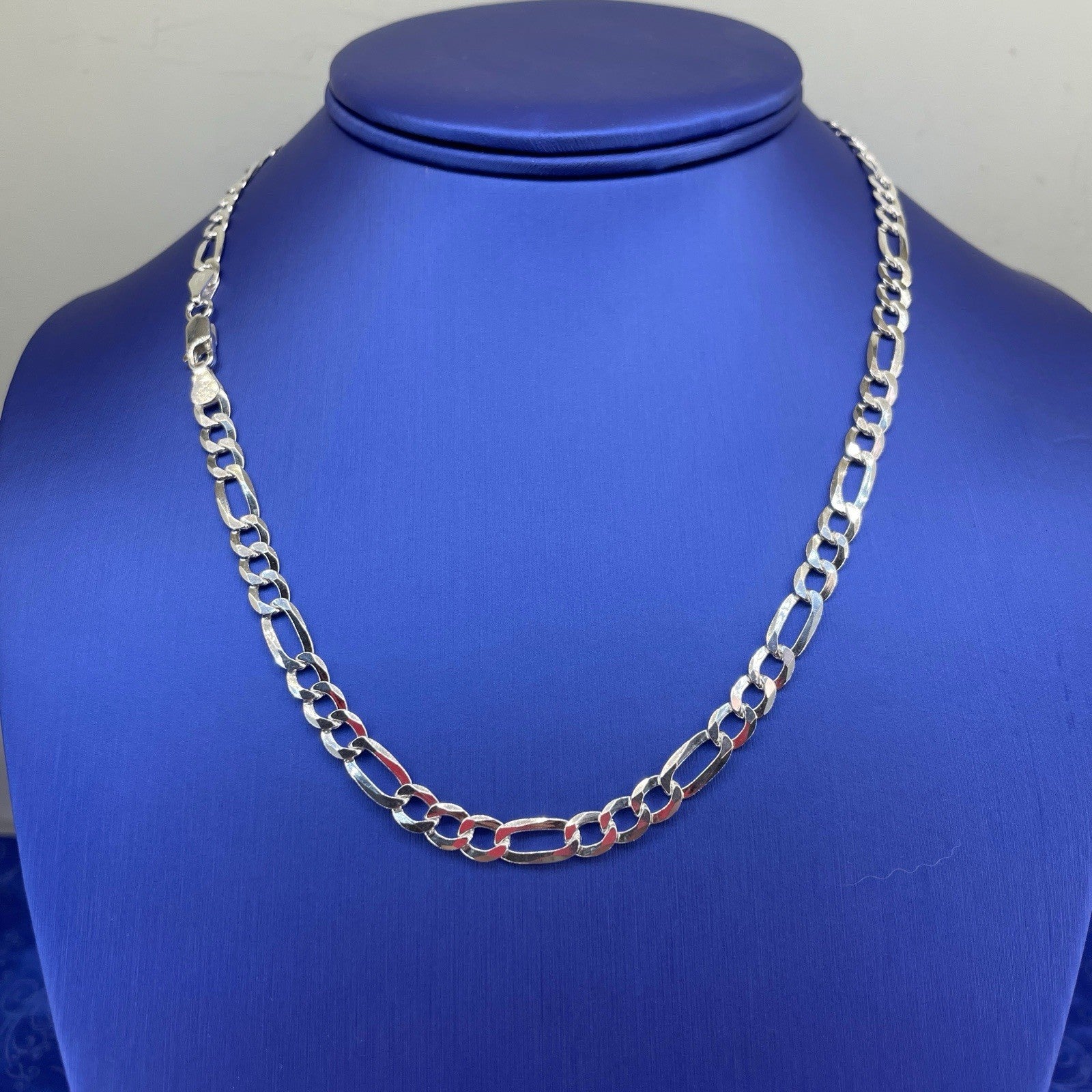 925 Sterling Silver 18” Figaro Necklace 13.00g 5.6mm0