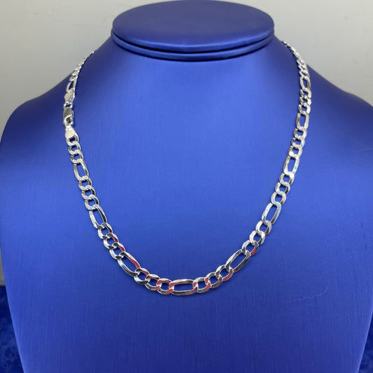 925 Sterling Silver 18” Figaro Necklace 13.00g 5.6mm0