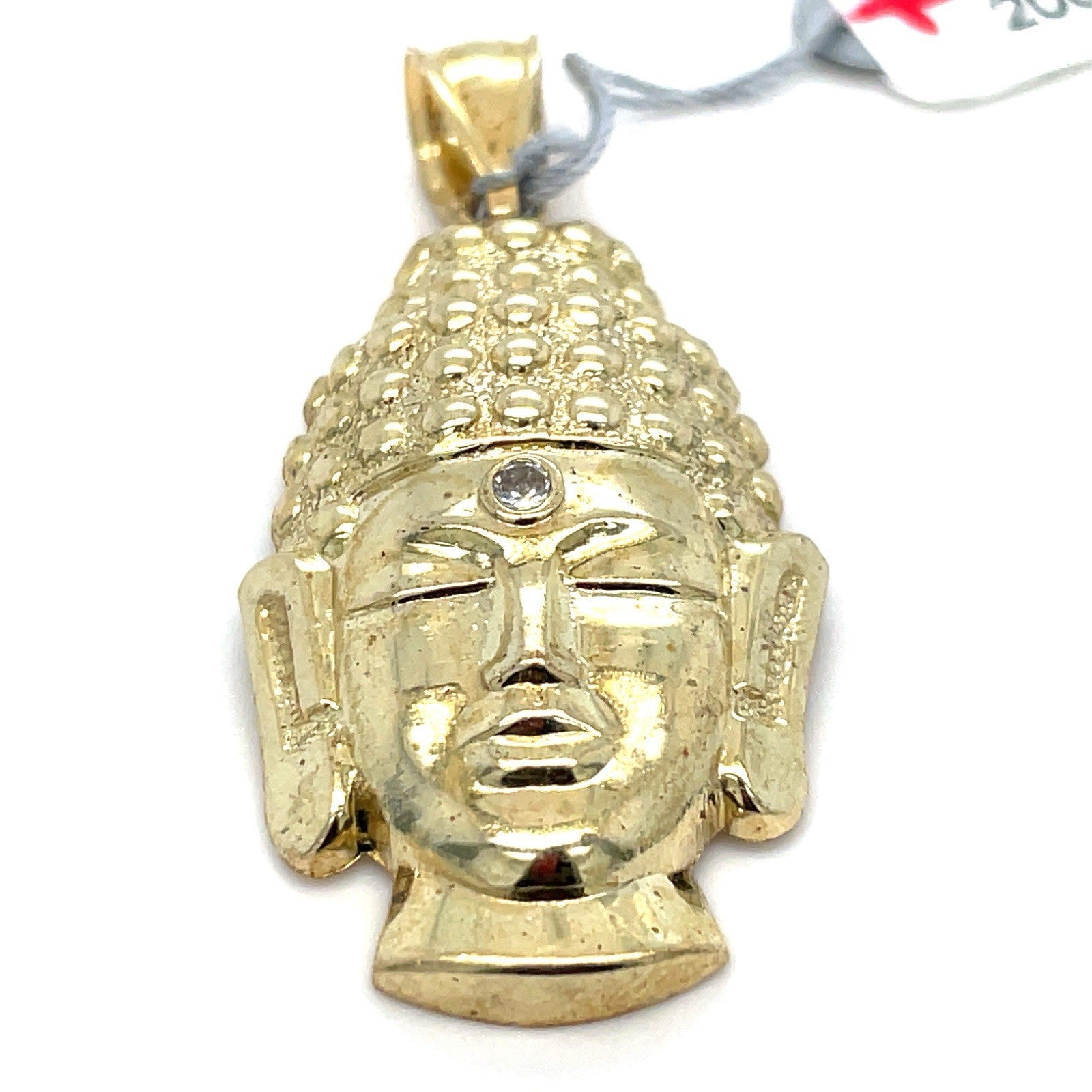 10k Yellow Gold CZ Buddha Head Pendant 4.10g0
