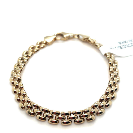 14K Yellow Gold 7” Women’s 3 Row Bead Style Bracelet 8.50g 5.5MM0