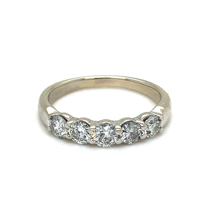 14K White Gold Diamond Band Ring 3.30g H-I Color I1-2 Clarity 1CTW Size 70
