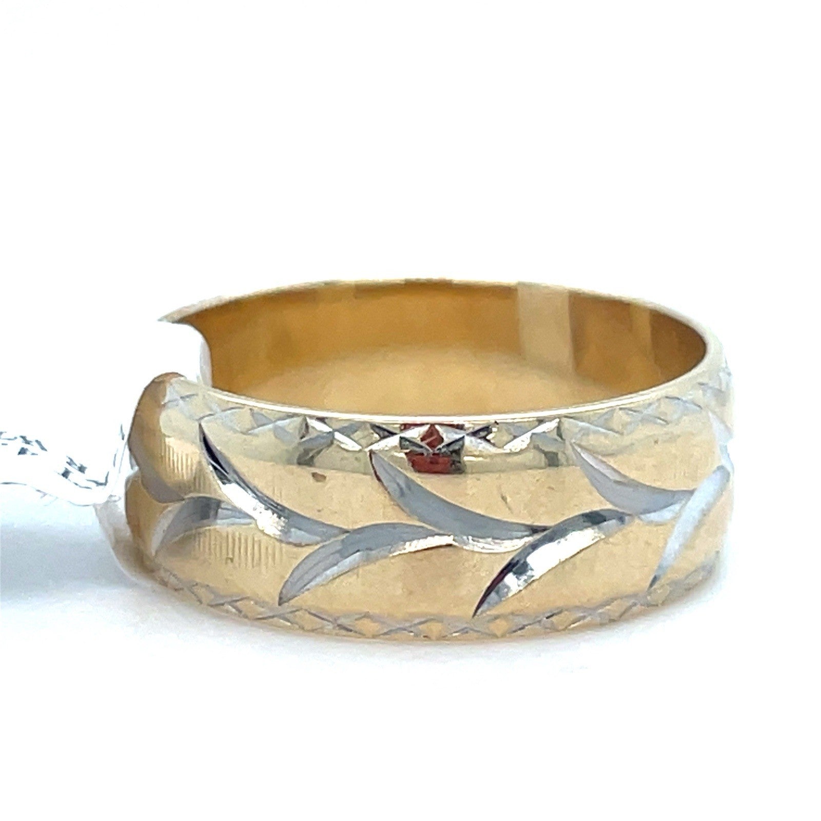 14k Two Tone Gold Wide Band Ring 4.50g Size 71