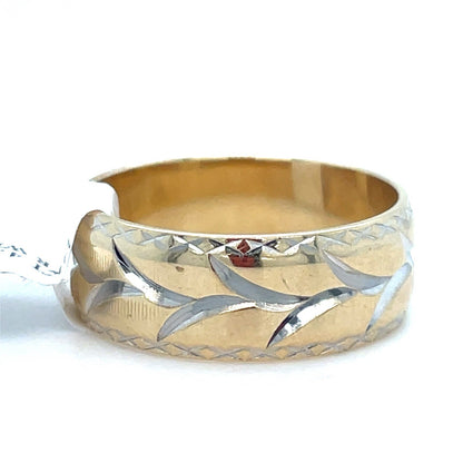 14k Two Tone Gold Wide Band Ring 4.50g Size 71